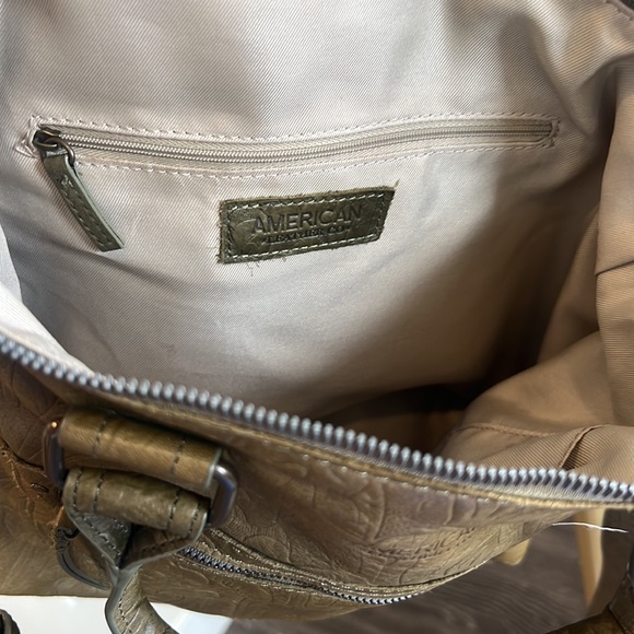 American Leather Co. Tooled botanical neutral Olive green brown zipper H… - Picture 4 of 11